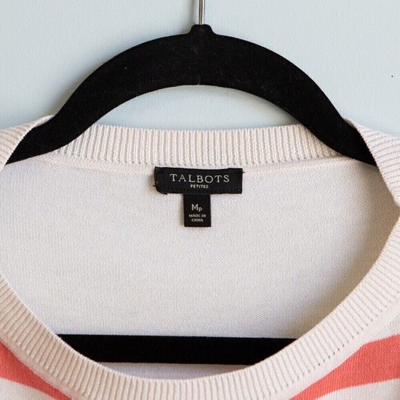 Talbots pink and cream stripe sweater-MP - Picture 3 of 4
